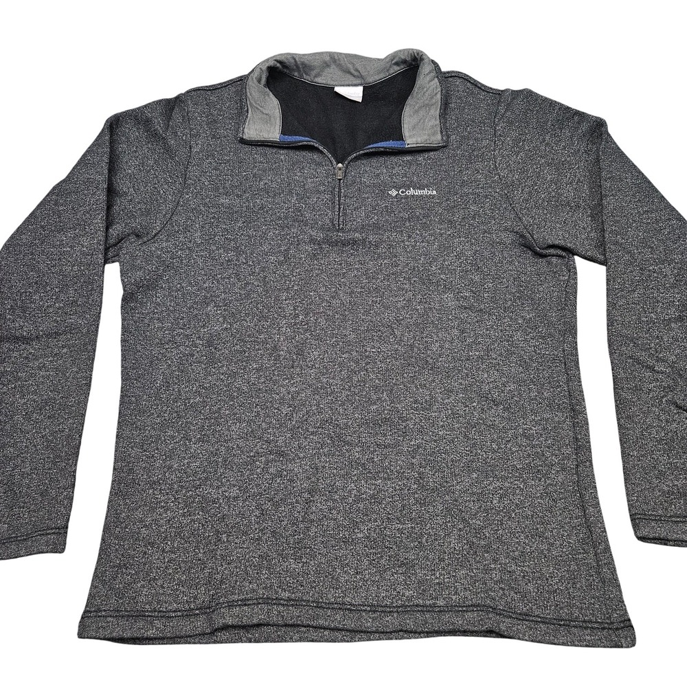 Columbia Quarter Zip Pullover Mens L Gray Heathered Fleece Hiking Outdoor 1076